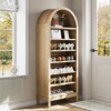 Fulvari 71" Arched Kitchen Pantry Cabinet, 7 Tier Freestanding Bookcase with Adjustable Shelves, Wooden Open Storage Book Shelf - 4 of 4