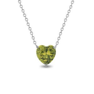 Girls' Prong CZ Birthstone Heart Sterling Silver Necklace - In Season Jewelry - 1 of 2