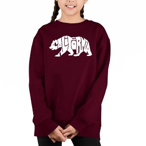 LA Pop Art California Bear - Girl's Word Art Crewneck Sweatshirt - 1 of 3