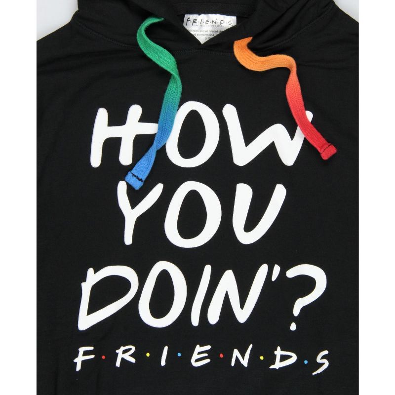 Friends Womens' How You Doin Cropped Tie Dye Drawstring Pullover Hoodie, 4 of 6