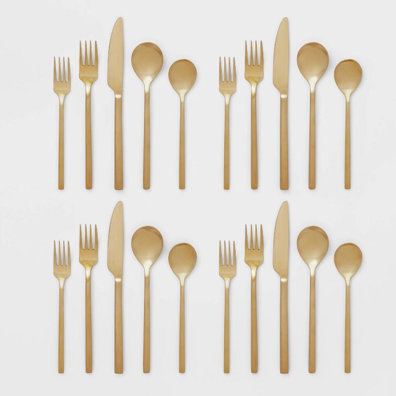 20pc Ashby Flatware Set Champagne - Threshold&#8482;, 5 of 12