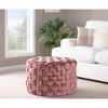 Sapphtopaz Modern Braided Ottoman with Velvet Upholstered Versatile Pouf Small Foot Stool Foam Shoe Bench for Living Room, Entryway - 3 of 4