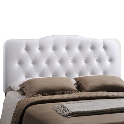 Annabel White Faux Leather Queen Tufted Headboard