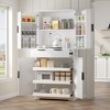 72" Fluted Kitchen Pantry Cabinet, Freestanding Cupboard Storage Cabinet with Drawers, Coffee Bar Cabinet for Living Room Hallway - 2 of 4