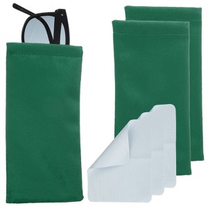 Unique Bargains Velvet Soft Squeeze Top Eyewear Bags with Cleaning Cloth 7.1" x 3.5" 3 Pcs - 1 of 4