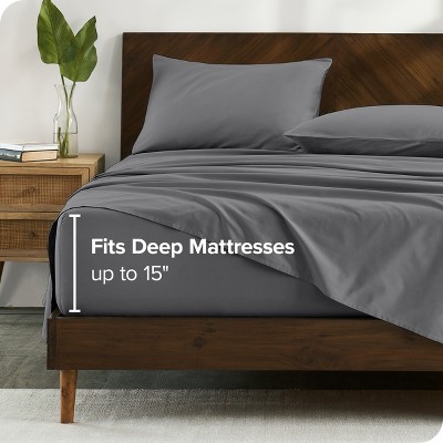 Gray Organic Cotton Percale Twin Sheet Set