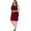 Agnes Orinda Women's Plus Size Office Club Classic Boat Neck Sleeveless Bodycon Dresses - 3 of 4