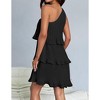 Women's Asymmetrical One-Shoulder Dress - Tiered Chiffon Midi Dress with Flowy Silhouette - 4 of 4