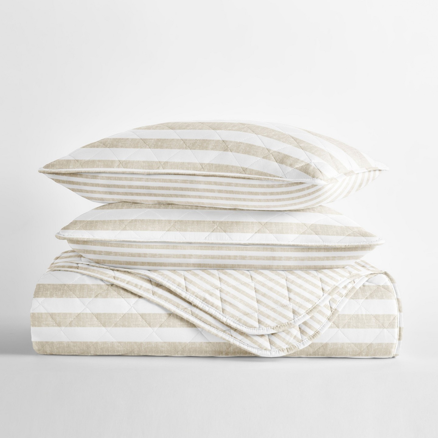 Комплект с покрывалом Becky Cameron All Season Coverlet Set – Super Soft Quilted Bedding in Classic Stripe Pattern, Classic Stripe Natural, Twin/Twin Extra Long, цвет: Полосатый — фото 6