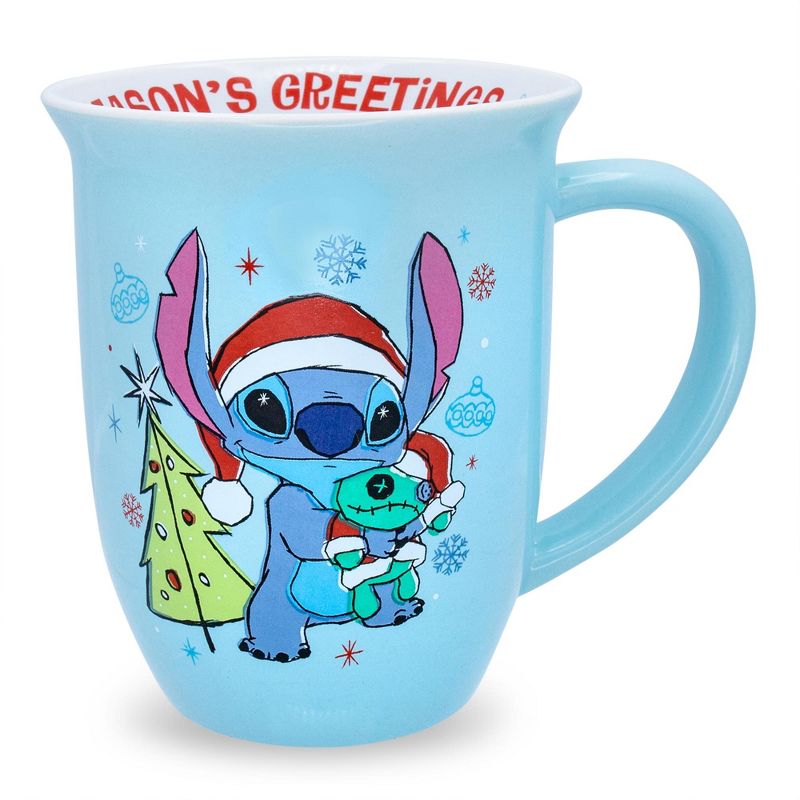 Silver Buffalo Disney Lilo & Stitch "Season's Greetings" Wide Rim Ceramic Mug | Holds 16 Ounces, 1 of 10