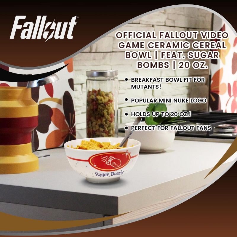 Just Funky OFFICIAL Fallout Video Game Ceramic Cereal Bowl | Feat. Sugar Bombs | 16 Oz., 5 of 6