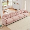 Modern Pink Chenille Sectional Sofa with Tufted Pleated Backrest, Comfy 4-Seater Sectional Couch for Living Room or Apartment – The Pop Home - 3 of 4