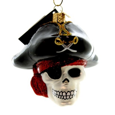 Old World Christmas 3.5" Jolly Roger Skull Pirate Halloween Ornament  -  Tree Ornaments