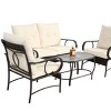 4 Pieces Garden Furniture Set for Backyard,Wicker Outdoor Patio Conversation Sets with Rattan Chair,Patio Sectional Sofa with Cushion-Coolbibila - 4 of 4
