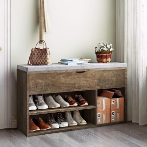 Whizmax Shoe Storage Bench, Shoe Rack Benches with Cushioned Seat, 2 Tiers of Shelves, and Lift-Top Storage Box for Entryway, Living Room, Bedroom - 1 of 4