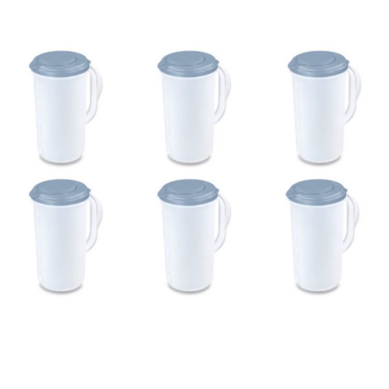 Sterilite 2 Quart, 64oz Clear Plastic Flip Top Drink Pitcher with Lid (6 Pack), 1 of 7