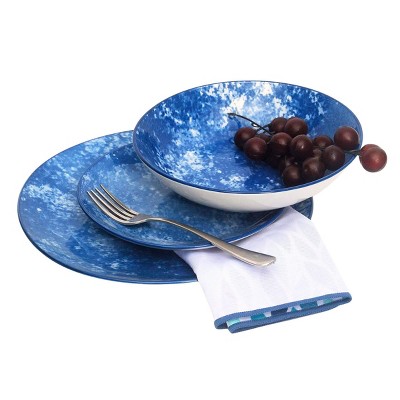 Wingate Blue Porcelain 12-Piece Dinnerware Set, Service for 4