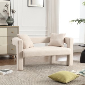 TiramisuBest Modern Chenille Loveseat Sofa, Comfy Upholstered 2-Seater Sofa, Small Loveseat Accent Couch for Living Bedroom Leisure Areas - 1 of 4