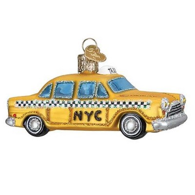 Old World Christmas 2.0 Inch Nyc Taxi Yellow Black Checkers Tree Ornaments