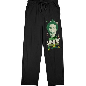 Elf OMG! Santa! I Know Him! Men's Black Graphic Sleep Pajama Pants - 1 of 2