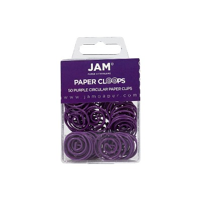 JAM Paper Colored Circular Paper Clips Round Paperclips Purple 2 Packs of 50 2187137B