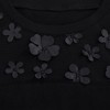 Girls Short Sleeve T-Shirt Top Solid Roll Up Cuffs Crew Neck Fashion Tees with Spliced 3D Floral 3-12Y - 4 of 4