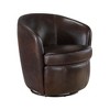 Top Grain Leather Upholstery Solid Wood Swivel Barrel-Back Accent Chair with High-Density Foam Seat, Attached Cushions and 360-Degree Swivel - 3 of 4