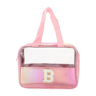 Unique Bargains Women's Clear Letter B Makeup Bag Pink 1 Pc