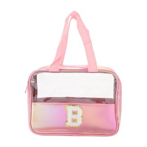 Unique Bargains Women's Clear Letter B Makeup Bag Pink 1 Pc - 1 of 3
