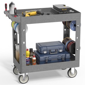 Huxxion Utility Cart with Wheels, Heavy Duty Rolling Service Cart for Warehouse,Garage, Cleaning() - 1 of 4