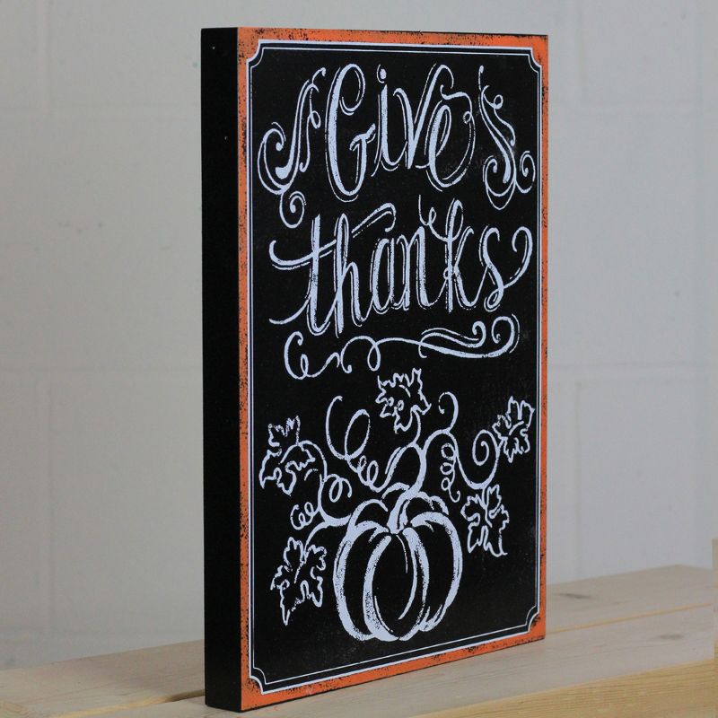 Northlight Black and White "Give thanks" Chalkboard Thanksgiving Wall Art Decor 14" x 10.5", 3 of 4