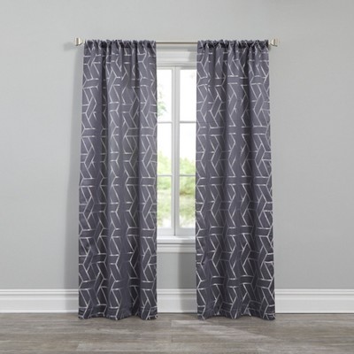 BrylaneHome Geo Stud Jacquard Rod-Pocket Panel Pair