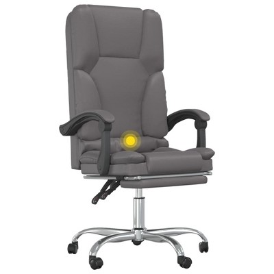 Gray Faux Leather Reclining Office Chair with Massage Function