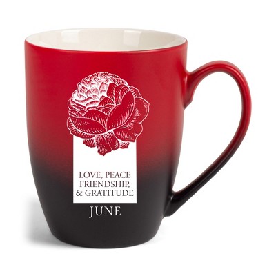 Elanze Designs Love Peace Friendship And Gratitude Two Toned Ombre Matte Red and Black 12 ounce Ceramic Stoneware Coffee Cup Mug