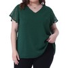 Agnes Orinda Women's Plus Size Swiss Dot V-Neck Tops with Flutter Sleeves - 2 of 4