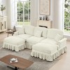 Modular U-Shaped Sectional Sofa with Flared Arms, Removable Ruffles Pleats Skirts & Movable Ottomans, Upholstered Chenille Deep Seat Cloud Sofa - 3 of 4