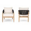 Set of 2 Acacia Wood Club Chair,Outdoor Rope Weave Back Club Chair with Cushion,Garden Club Chair with Rust Resistant Frame for Patio-Koiai - 2 of 4