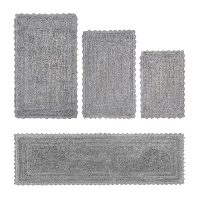 Lilly Crochet Collection 100% Cotton Tufted Reversible 4-Piece Bath Rug Set – Super Absorbent, Machine Washable Bathroom Mats with Crochet Pattern