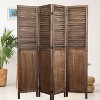 Rancho Shutter 4 Panel Room Divider with Folding Screen Room Partition Paulownia Wood Brown - Proman Products: Wall Separator, No Assembly Required - 3 of 4