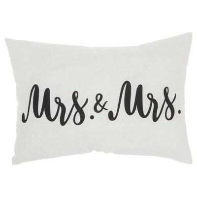 14"x20" Mrs. & Mrs. Throw Pillow White - Kathy Ireland Home