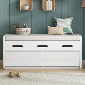 NicBex Shoe Rack Bench Shoe Storage Organizer Rustic Storage Bench with 2 Drawers Hidden Storage Space for Entryway Bedroom - 1 of 4