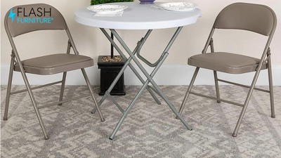 Beige Vinyl Armless Metal Reception Folding Chair Set