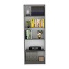 SEVOBAL Utility Storage Cabinets Modern 4 Tier Bookcase with Spacious Shelving and Lower Storage for Living Room, Gray, 11.7"*24.7"*71.1" - 4 of 4