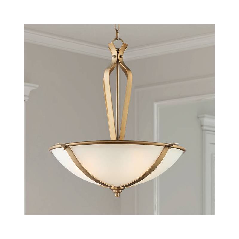 Stiffel Gold Pendant Chandelier 23 1/2" Wide Modern White Frosted Glass Bowl Shade 4-Light Fixture for Dining Room House Kitchen, 2 of 10