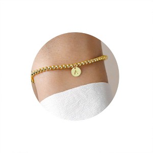 Turandoss 18K Gold Initial Bracelets for Women Girls - Dainty Initial Disc Charm Bracelets, Beaded Letter Bracelet for Kid, Christmas Jewelry Gifts - 1 of 1