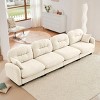 Modern Beige Chenille Sectional Sofa with Tufted Pleated Backrest, Comfy 4-Seater Sectional Couch for Living Room or Apartment – The Pop Home - 3 of 4