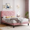 Twin/Full/Queen Size Velvet Upholstered Bed Frame with Tufted Headboard, Wood Slat Support, Noise-Free, Easy Assembly, No Box Spring Needed - 2 of 4
