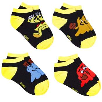 Pac-Man Multi-Character Design Kids Ankle No-Show Socks 4 Pairs Multicoloured