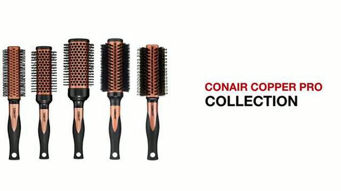 Conair Copper Pro Air Thermal Nylon Bristle Round Hair Brush - Medium Barrel - All Hair, 5 of 6, play video