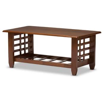 Larissa Modern Classic Mission Style Living Room Occasional Coffee Table - Cherry Brown - Baxton Studio